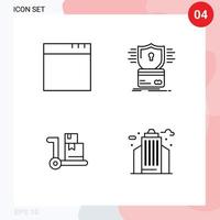 Universelle Symbolsymbole Gruppe von 4 modernen Fillline-Flachfarben von App-Shopping-Kreditkarten-Hack-Life-editierbaren Vektordesign-Elementen vektor