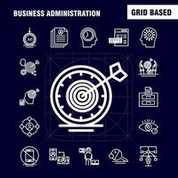 Business Administration Line Icons Set für Infografiken Mobile Uxui Kit und Printdesign umfassen Diagrammdiagramm Tortendiagrammdokument Hammer Gerechtigkeit Anwaltssammlung modernes Infografik-Logo und vektor