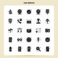 Solide 25 Taxi-Service-Icon-Set Vektor-Glyphen-Stil-Design Schwarze Icons Set Web- und Mobile-Business-Ideen-Design-Vektor-Illustration vektor