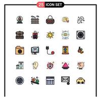 Stock Vector Icon Pack mit 25 Zeilenzeichen und Symbolen für Rucksack, Büroklammer, Geldbörse, Bildungspersonal, editierbare Vektordesign-Elemente