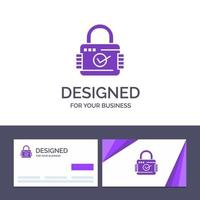 kreativ företag kort och logotyp mall låsa hänglås säkerhet säkra vektor illustration