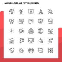 Satz von nackten Politik- und Fintech-Industrielinien-Icon-Set 25 Icons Vektor-Minimalismus-Stil-Design schwarze Icons Set lineares Piktogramm-Paket vektor