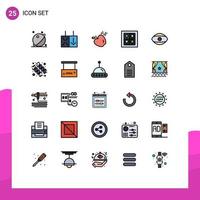 25 kreative Symbole, moderne Zeichen und Symbole der Vision, Gesicht, Apfelauge, Küche, editierbare Vektordesign-Elemente vektor