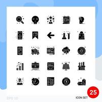 25 universelle Solid-Glyphen-Sets für Web- und mobile Anwendungen Avatar-Dokument im menschlichen Maßstab kreative bearbeitbare Vektordesign-Elemente vektor