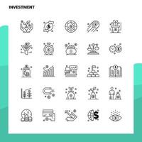 Set von Investment Line Icon Set 25 Icons Vektor Minimalismus Stil Design schwarze Icons Set lineares Piktogramm Pack