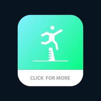athlet springen läufer läuft hindernislauf mobile app-schaltfläche android- und ios-glyphenversion