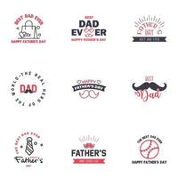 9 schwarze und rosa Happy Fathers Day Design Collection ein Satz von zwölf braun gefärbten Vatertagsdesigns im Vintage-Stil auf hellem Hintergrund editierbare Vektordesign-Elemente vektor