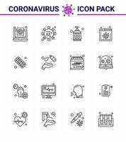 Corona-Virus-Krankheit 16-Zeilen-Icon-Pack saugt, während Drogen-News-Life-Browser virale Coronavirus 2019nov-Krankheits-Vektor-Design-Elemente waschen vektor