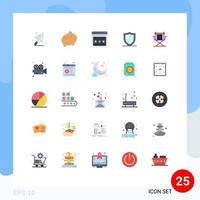 Gruppe von 25 flachen Farbzeichen und Symbolen für Star-Director-Webseiten-Stuhlsicherheit editierbare Vektordesign-Elemente vektor