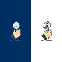 Rekrutierungssuche Finden Sie Human Resource People Flat Color Icon Vector