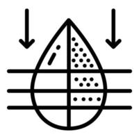 Symbol für frischen Tropfen des Wasserfilters, Umrissstil vektor