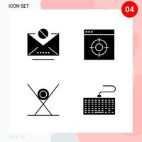 Vektorpaket mit 4 Symbolen im soliden Stil kreatives Glyphenpaket isoliert auf weißem Hintergrund für Web und mobile kreative schwarze Symbolvektorhintergrund vektor