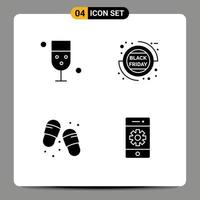 4 kreative Symbole moderne Zeichen und Symbole von Cup Beach Food Friday Schuhe editierbare Vektordesign-Elemente vektor