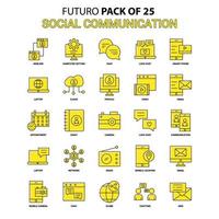 Icon-Set für soziale Kommunikation gelb futuro neuestes Design-Icon-Pack vektor