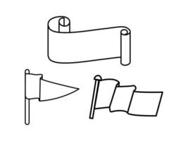Doodle-Grafikdesign von Papierrollen und Flaggen, die sich zur Ergänzung handschriftlicher Designs eignen vektor
