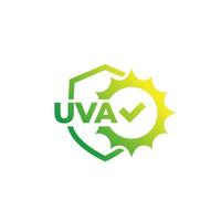 UVA-Schutzsymbol mit Sonne und Schild vektor