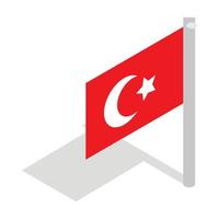 Flagge der Türkei-Symbol, isometrischer 3D-Stil vektor