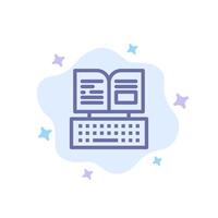 nyckel tangentbord bok Facebook blå ikon på abstrakt moln bakgrund vektor