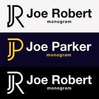 buchstabe jr jp monogramm wahl symbol elegant modern stil business marke identität logo design vektor