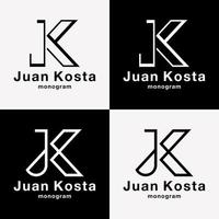 brev k jk monogram symbol elegant lyx stil företag varumärke identitet logotyp design vektor