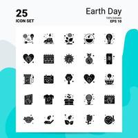 25 Earth Day Icon Set 100 bearbeitbare Eps 10 Dateien Business Logo Konzept Ideen solides Glyphen-Icon-Design vektor