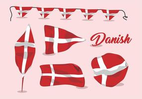 Wavy Danish Flag Vector Set