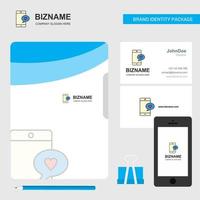 kärlek chatt företag logotyp fil omslag besöker kort och mobil app design vektor illustration