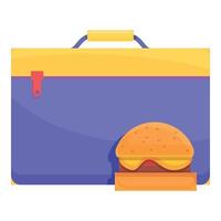 skola frukost amerikan burger ikon, tecknad serie stil vektor