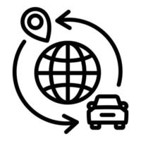 Symbol für globales Carsharing, Umrissstil vektor