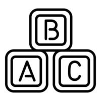 ABC-Würfel-Spielzeug-Symbol, Umrissstil vektor