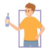 Weinflasche Online-Party-Ikone, Cartoon-Stil vektor