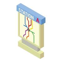 järnväg station ljus styrelse ikon, isometrisk stil vektor