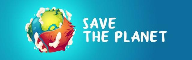 save planet banner mit erdkugel mit trockenem teil vektor