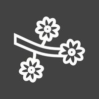 blomma gren linje omvänd ikon vektor