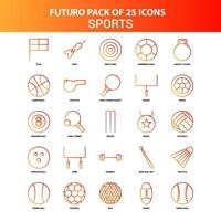 orange futuro 25 Sport-Icon-Set vektor
