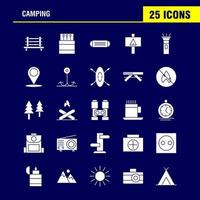 Camping solides Glyphen-Icon-Pack für Designer und Entwickler Ikonen von Bankcamping Reisen im Freien Campingspiel Outdoor-Feuervektor vektor