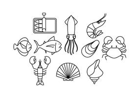 Freie Meeresfrüchte Linie Symbol Vektor