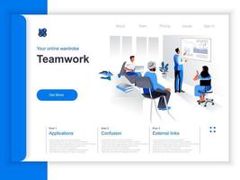 isometrische Landingpage für Geschäftsteamwork vektor
