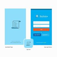 Begrüßungsbildschirm für Firmentextdokumente und Design der Anmeldeseite mit Logovorlage für mobile Online-Geschäftsvorlagen vektor