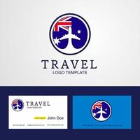 reise australien kreatives kreisflaggenlogo und visitenkartendesign vektor