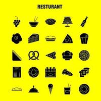 restaurang fast glyf ikoner uppsättning för infographics mobil uxui utrustning och skriva ut design inkludera morot mat vegetabiliska måltid flaska mat måltid senap eps 10 vektor