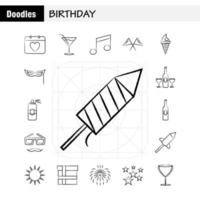 handgezeichnetes Geburtstagssymbol für Webdruck und mobiles Uxui-Kit wie Kalendertag, Datum, Liebe, Glas, Getränk, Wein, Weizen, Piktogramm-Paketvektor vektor