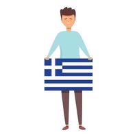 Junge mit griechischem Flaggensymbol Cartoon-Vektor. Welt Kinder vektor