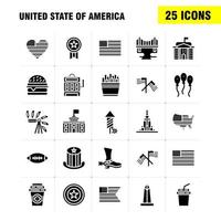 USA fast glyf ikon packa för designers och utvecklare ikoner av firande fyrverkeri fest dag hatt presidenter USA boll vektor