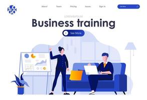 Business Training Flat Landing Page Design vektor