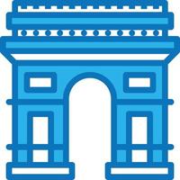 de båge de triomphe paris Frankrike landmärke byggnad - blå ikon vektor