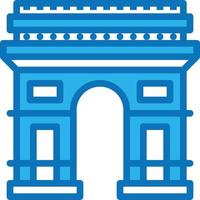 der arc de triomphe paris frankreich wahrzeichengebäude - blaues symbol vektor