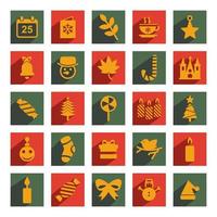 Frohe Weihnachten Icon Set Vektor