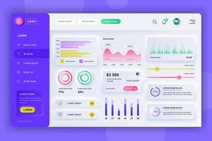 Admin Panel Neumorphic Dashboard UI Kit vektor