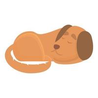sovande lekfull hund ikon, tecknad serie stil vektor